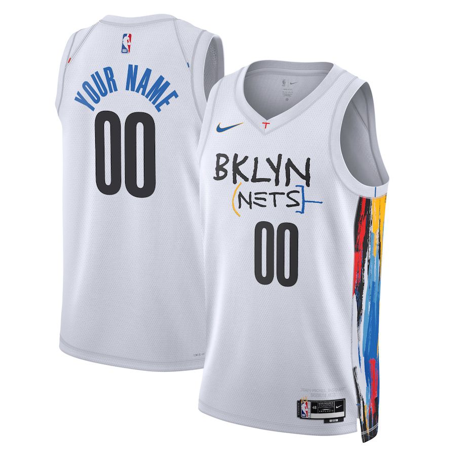 Men Brooklyn Nets Nike White City Edition 2022-23 Swingman Custom NBA Jersey